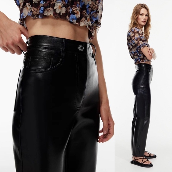 Aritzia Wilfred High-waisted Vegan Leather Pants in Black Size 10 Short - Picture 5 of 12
